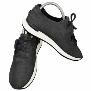 UGG Adaleen Nubuck Leather Lace Up Sneakers Black Cushioned Perforated Sz 8